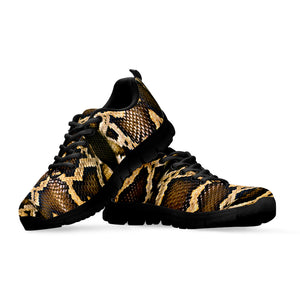 Burmese Python Snake Print Black Sneakers