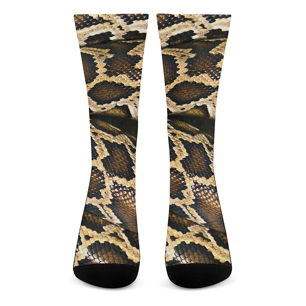 Burmese Python Snake Print Crew Socks