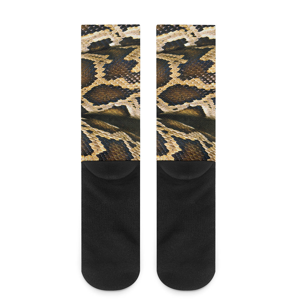 Burmese Python Snake Print Crew Socks