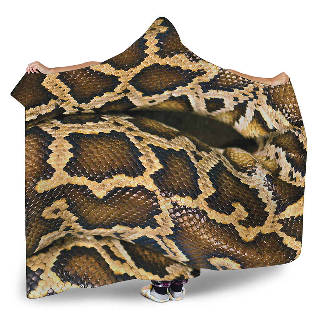 Burmese Python Snake Print Hooded Blanket