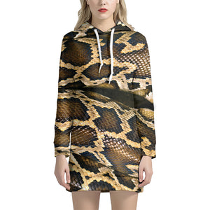 Burmese Python Snake Print Hoodie Dress