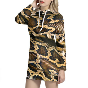 Burmese Python Snake Print Hoodie Dress