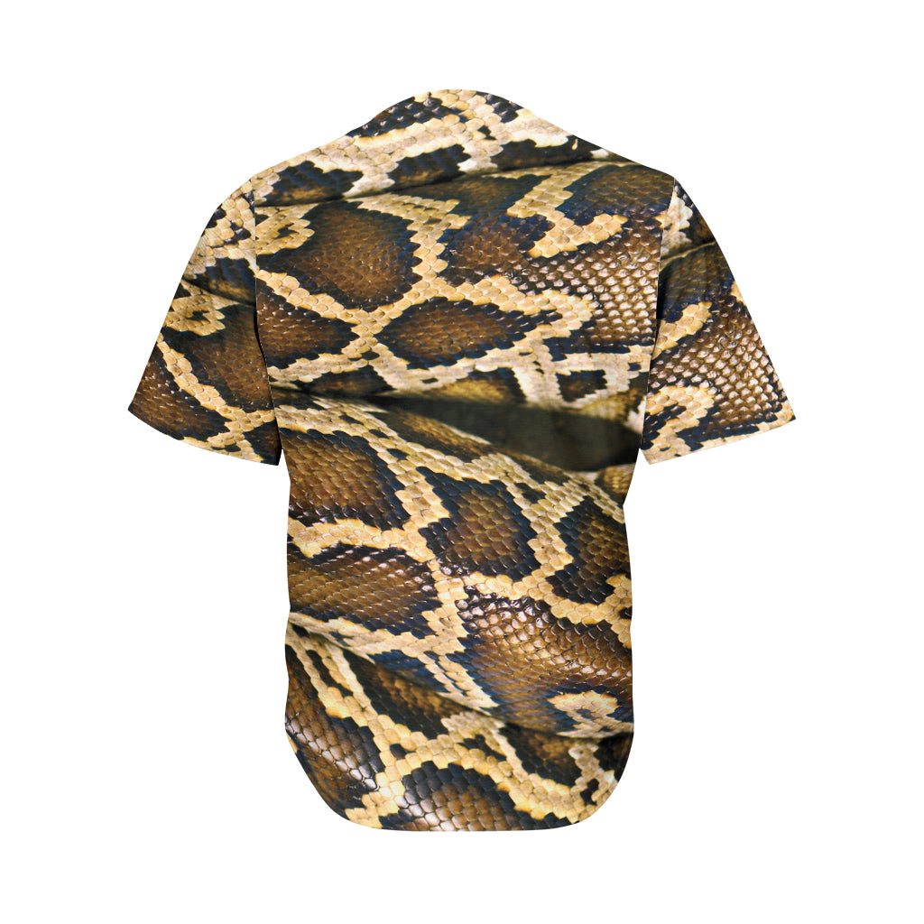 Burmese Python Snake Print Men's Baseball Jersey