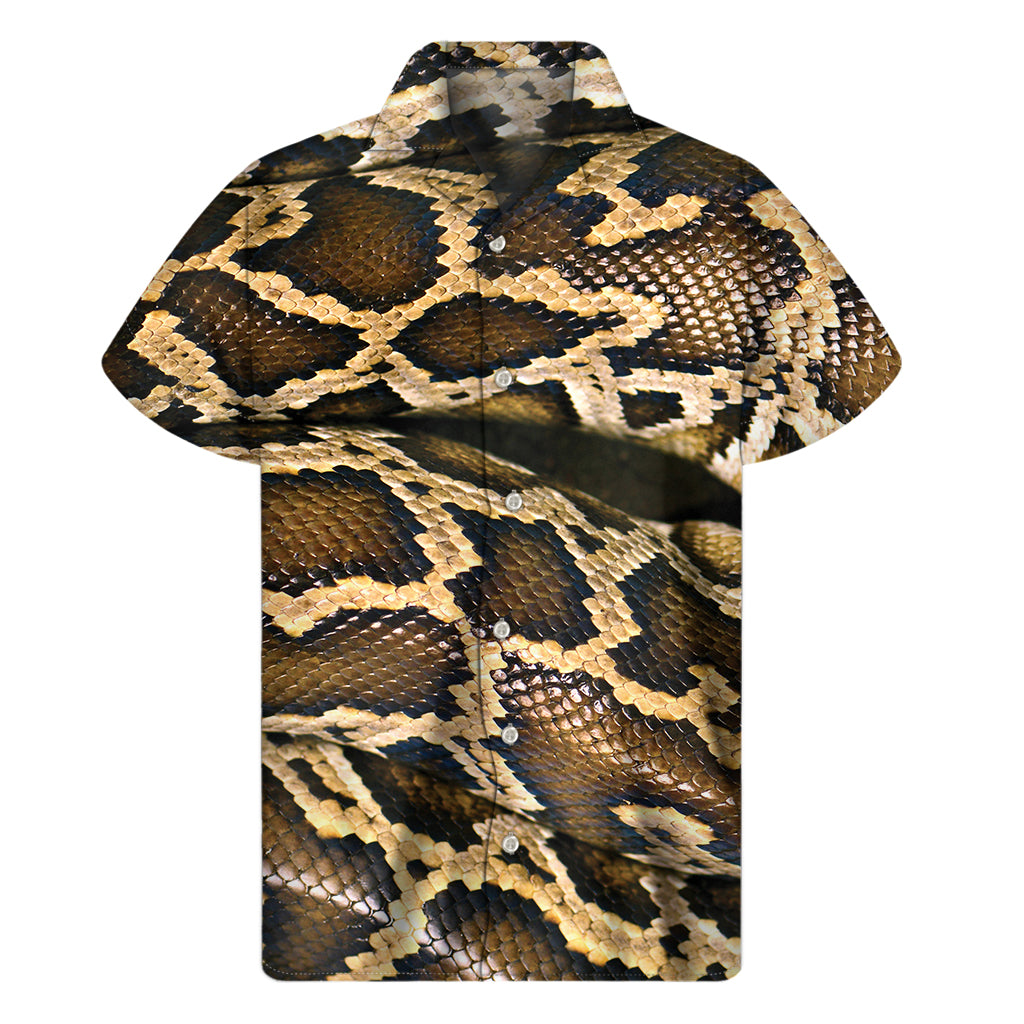 Burmese Python Snake Print Men's Short Sleeve Shirt