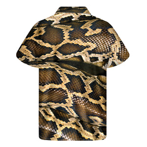 Burmese Python Snake Print Men's Short Sleeve Shirt