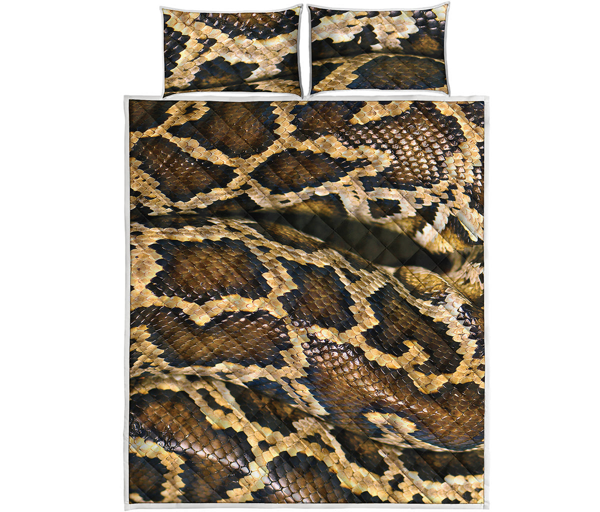 Burmese Python Snake Print Quilt Bed Set