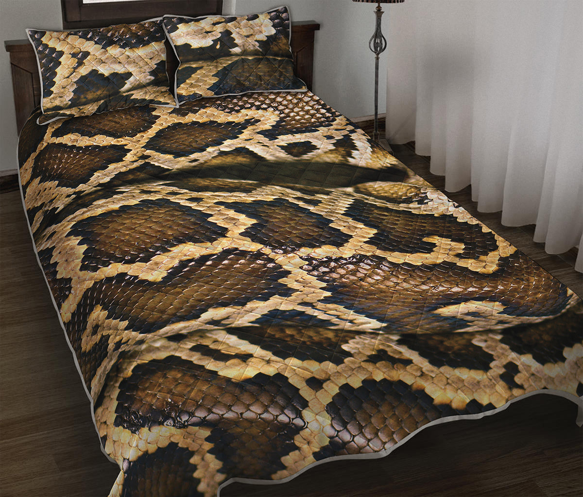 Burmese Python Snake Print Quilt Bed Set