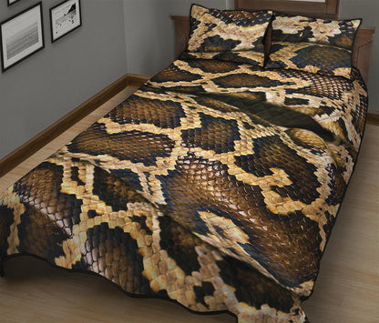 Burmese Python Snake Print Quilt Bed Set