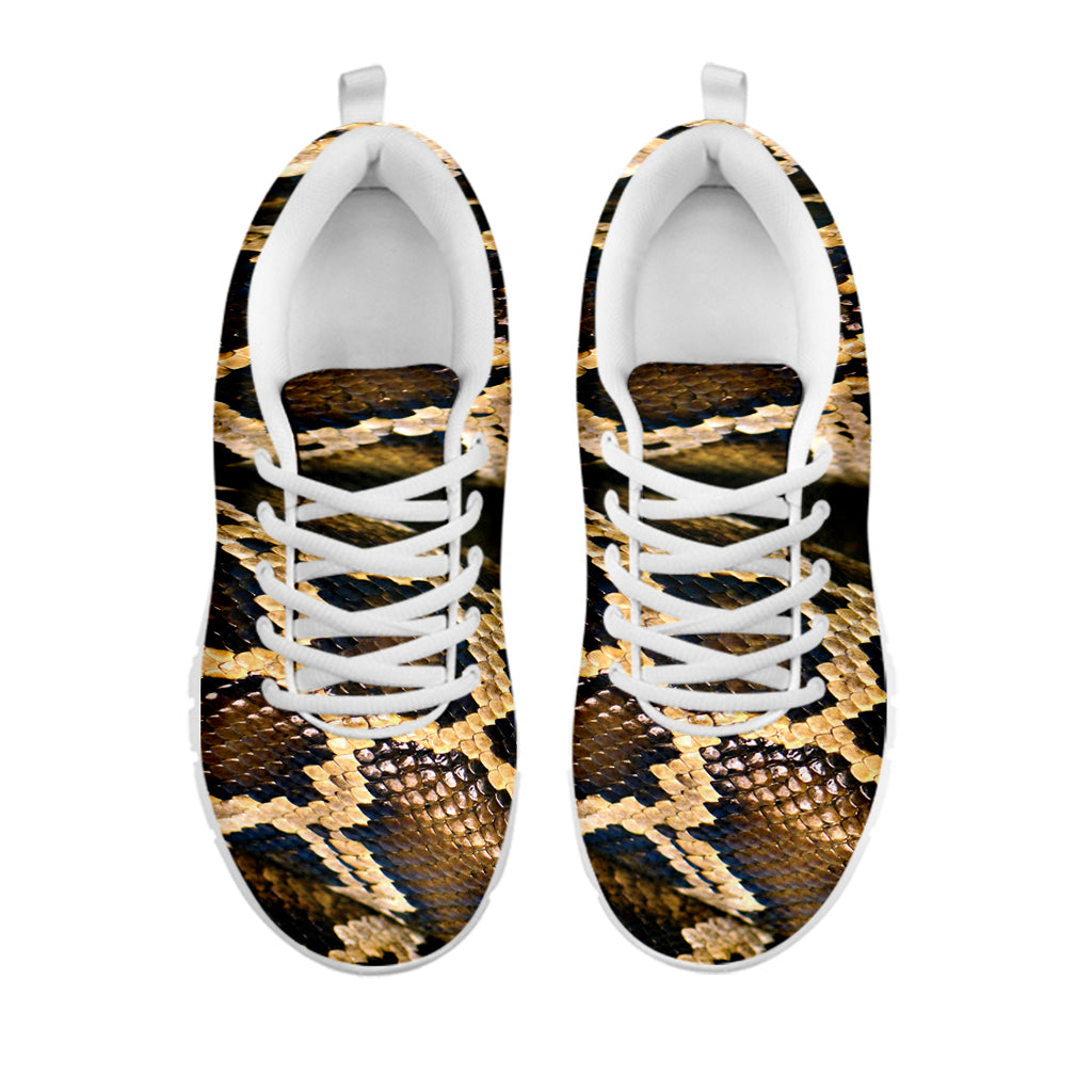 Burmese Python Snake Print White Sneakers