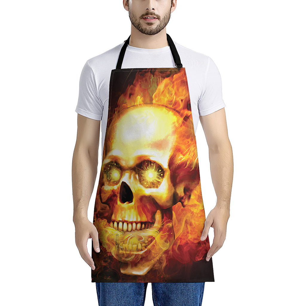 Burning Evil Skull Print Apron