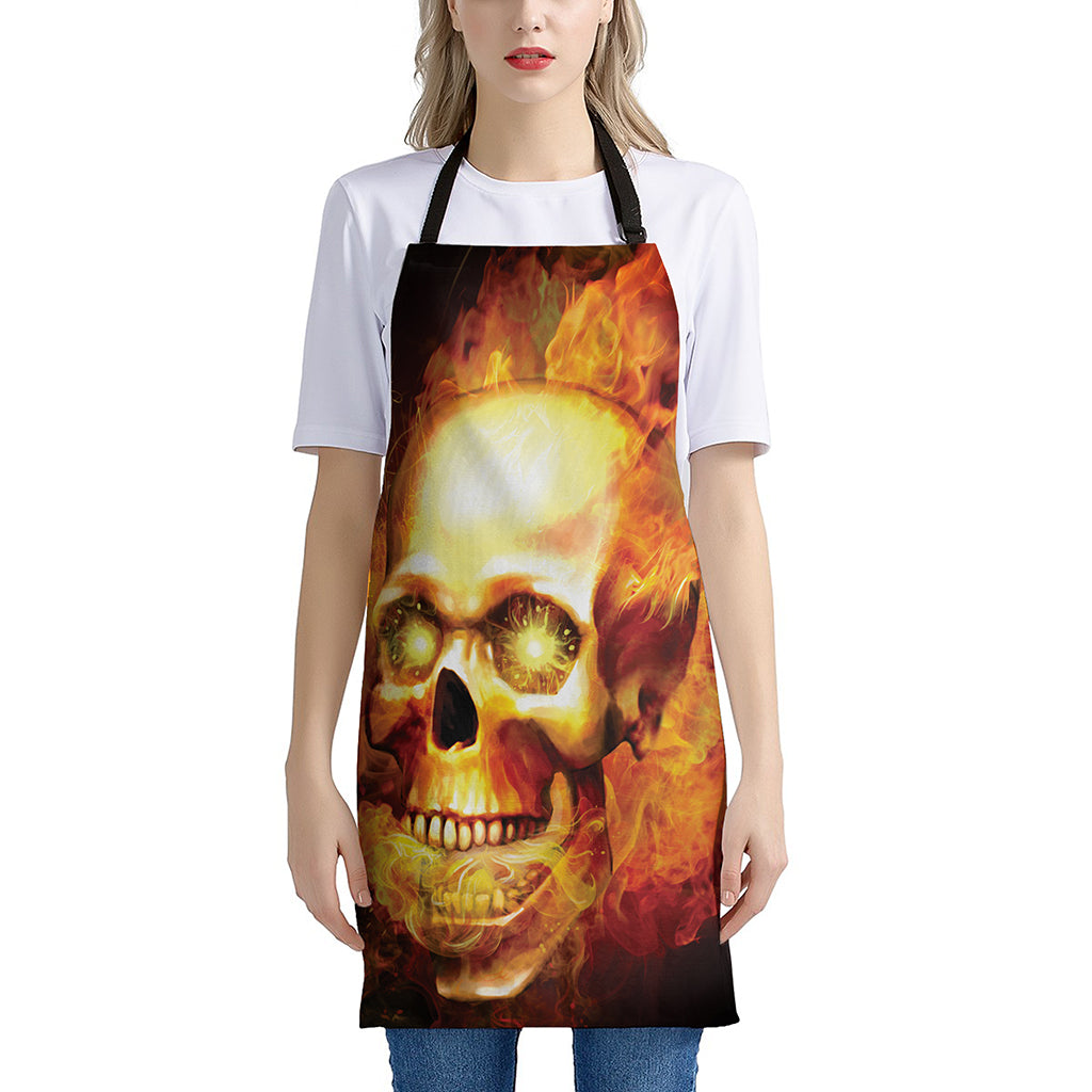 Burning Evil Skull Print Apron