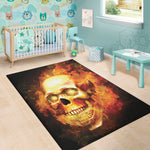 Burning Evil Skull Print Area Rug