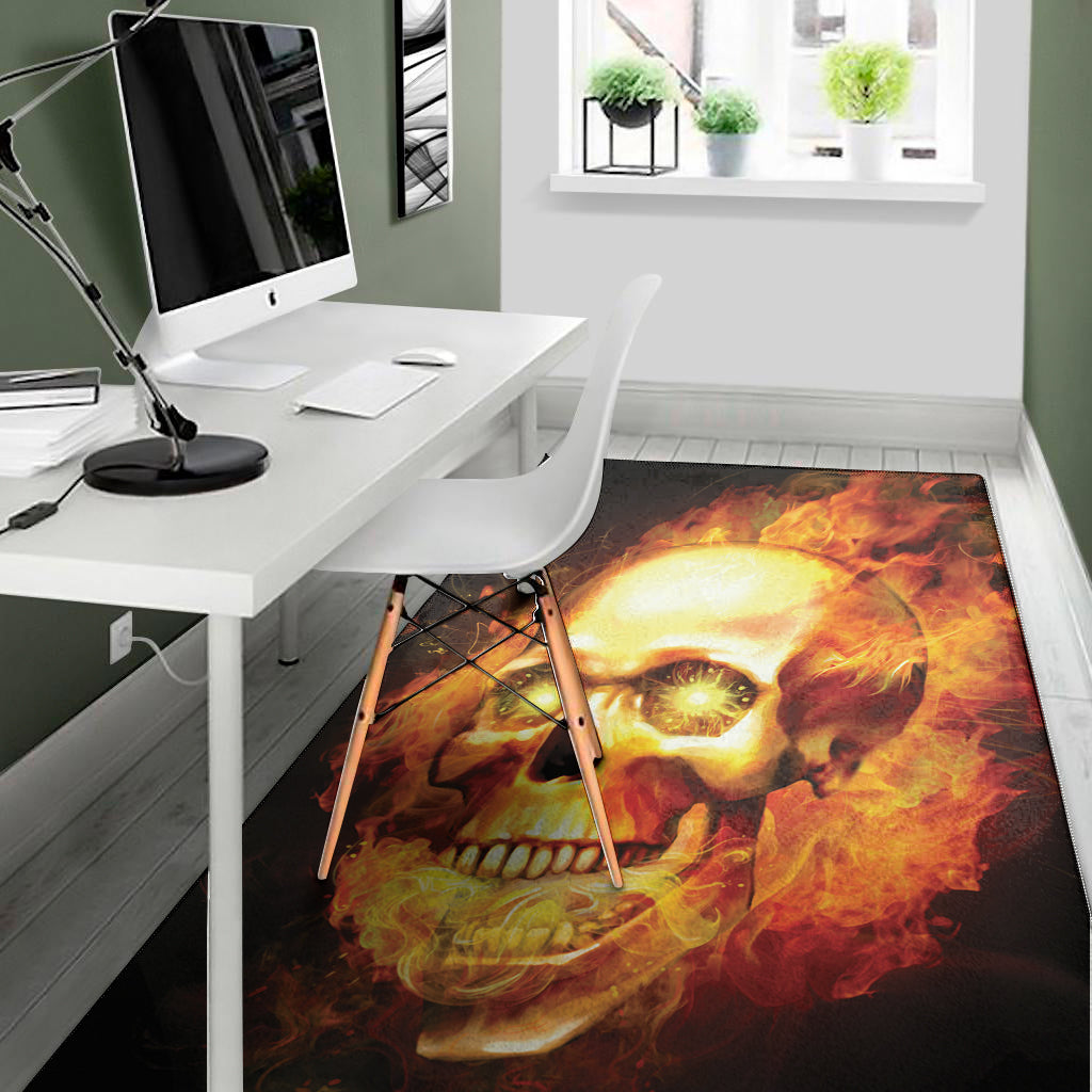 Burning Evil Skull Print Area Rug