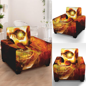 Burning Evil Skull Print Armchair Slipcover