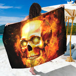 Burning Evil Skull Print Beach Sarong Wrap