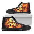 Burning Evil Skull Print Black High Top Sneakers
