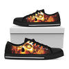 Burning Evil Skull Print Black Low Top Shoes 