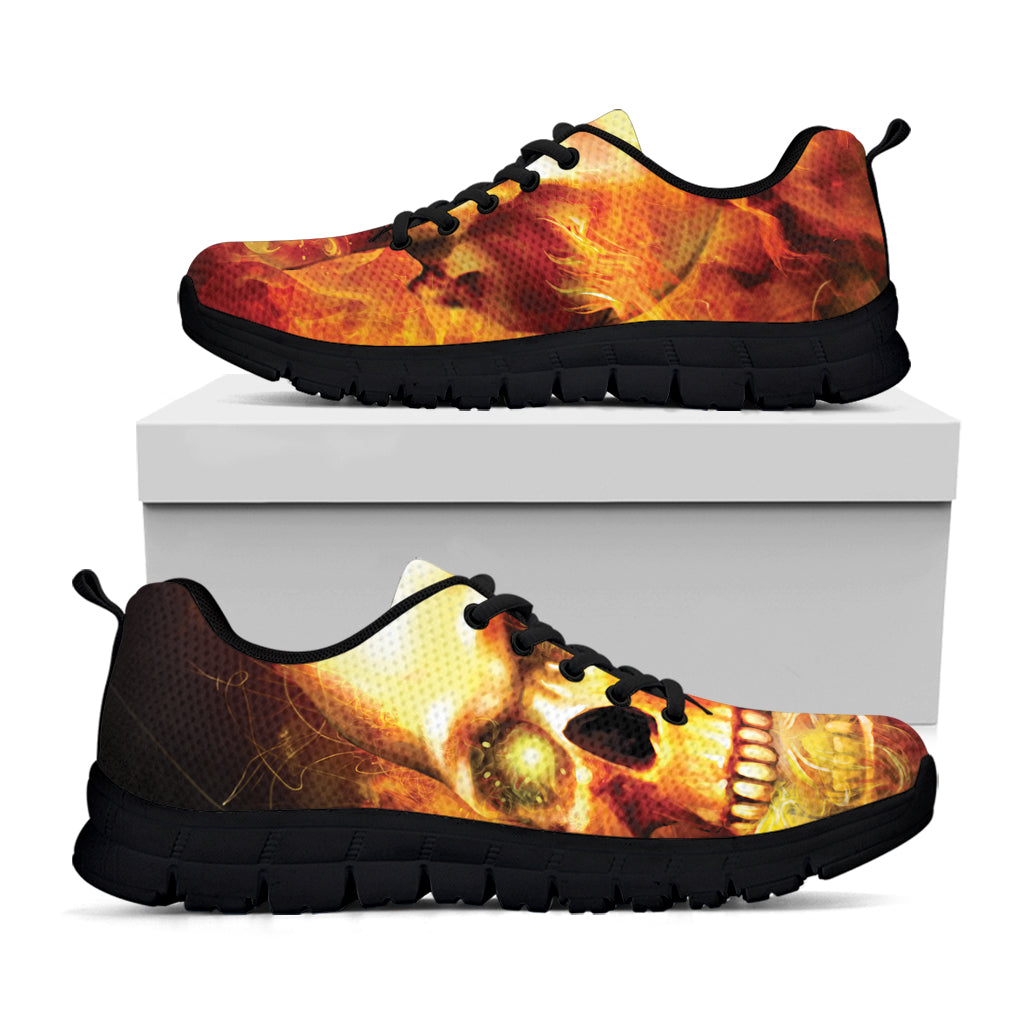 Burning Evil Skull Print Black Sneakers