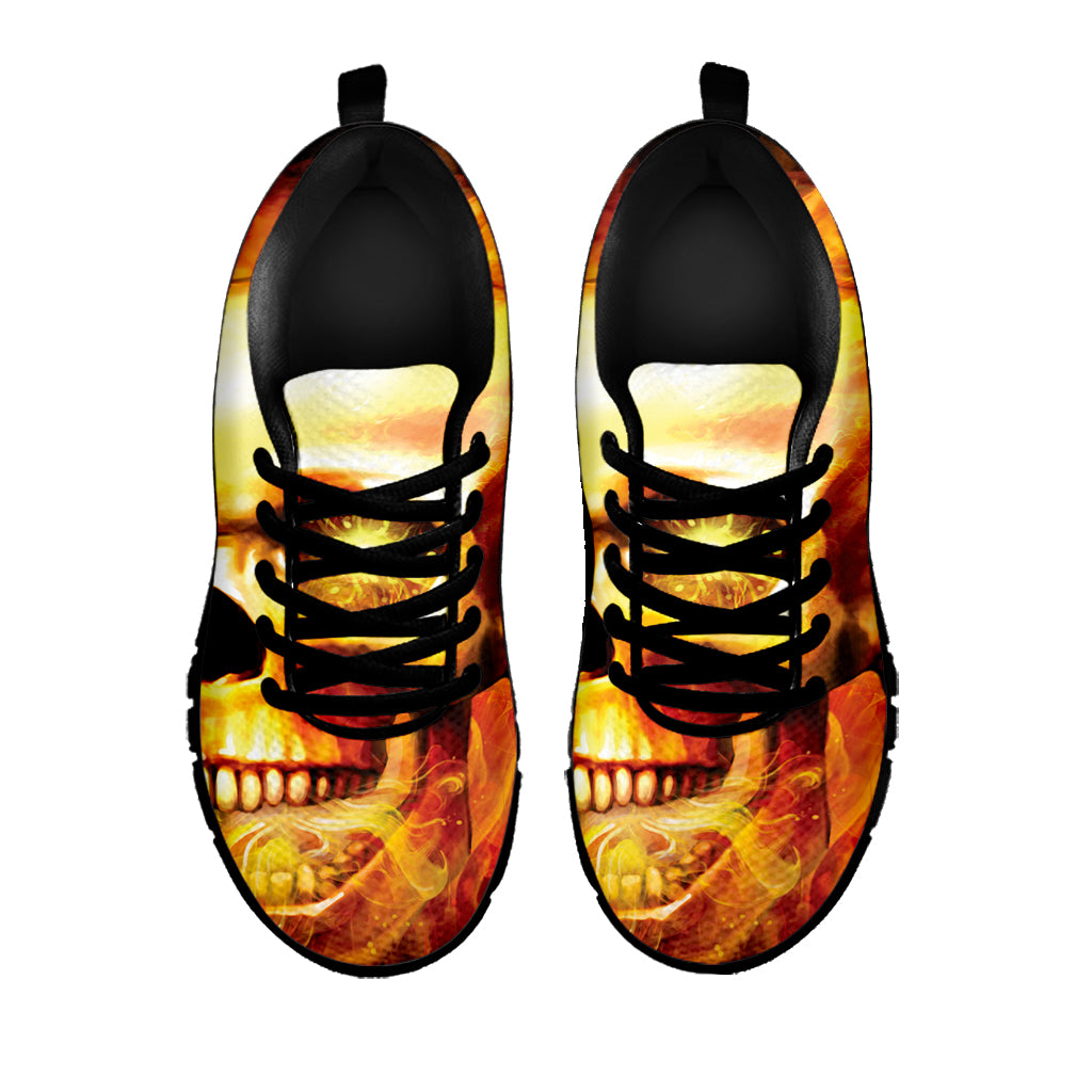 Burning Evil Skull Print Black Sneakers