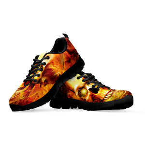 Burning Evil Skull Print Black Sneakers