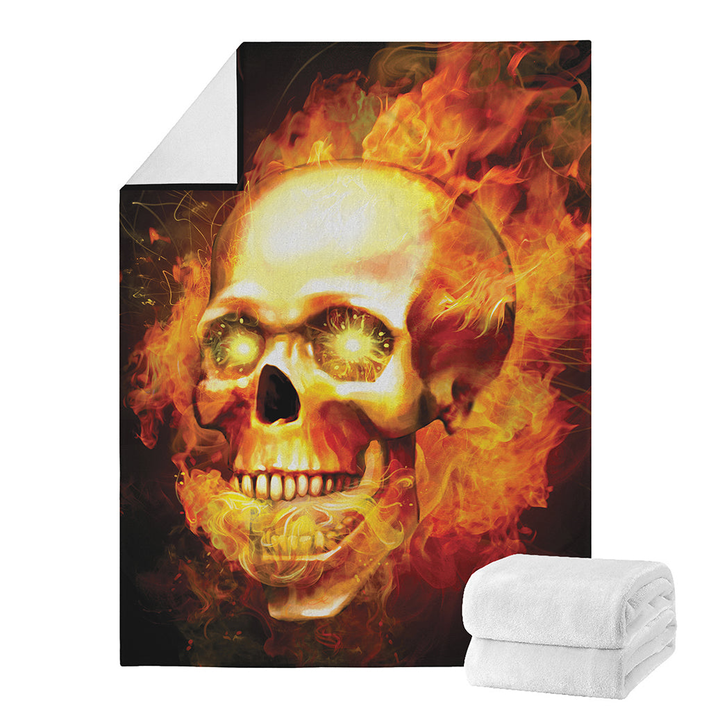 Burning Evil Skull Print Blanket