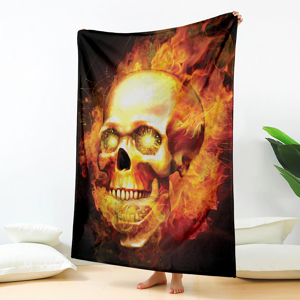 Burning Evil Skull Print Blanket