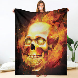 Burning Evil Skull Print Blanket