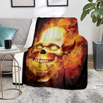 Burning Evil Skull Print Blanket