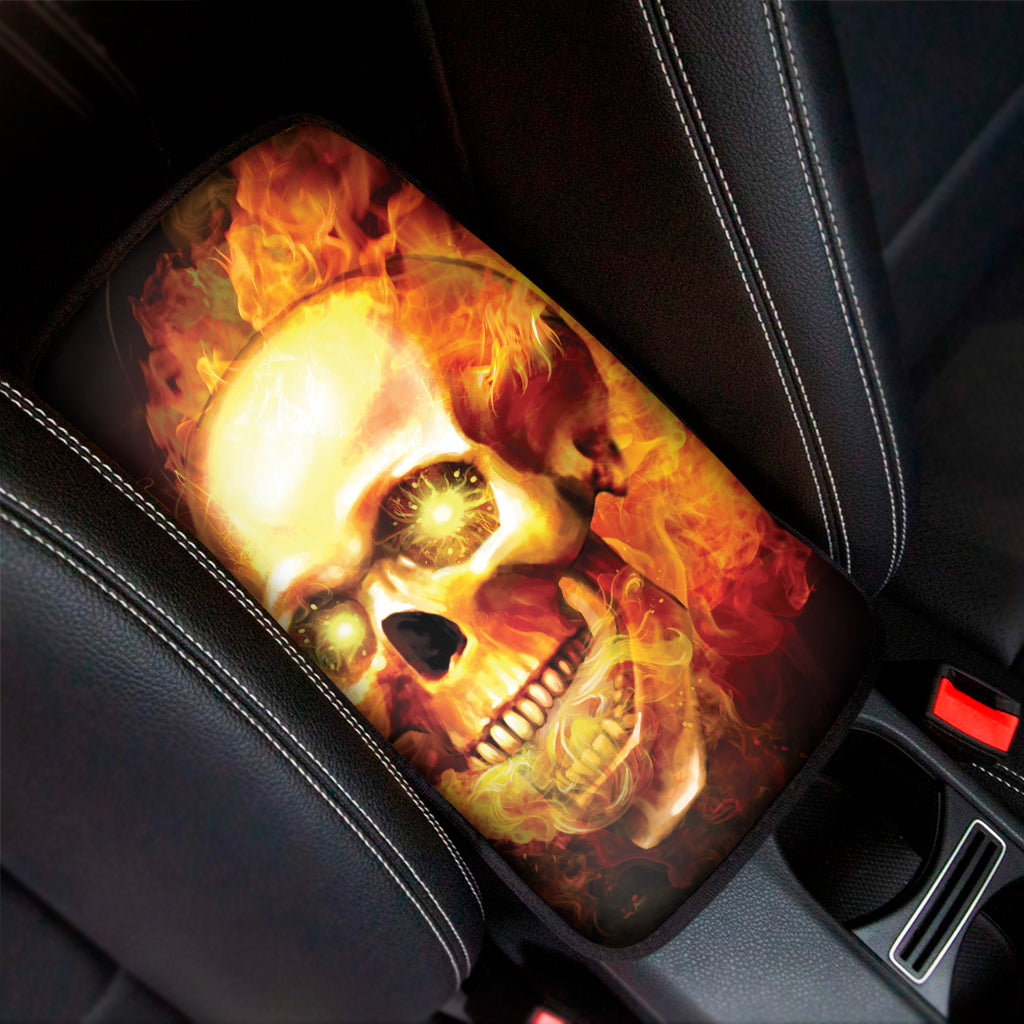 Burning Evil Skull Print Car Center Console Cover