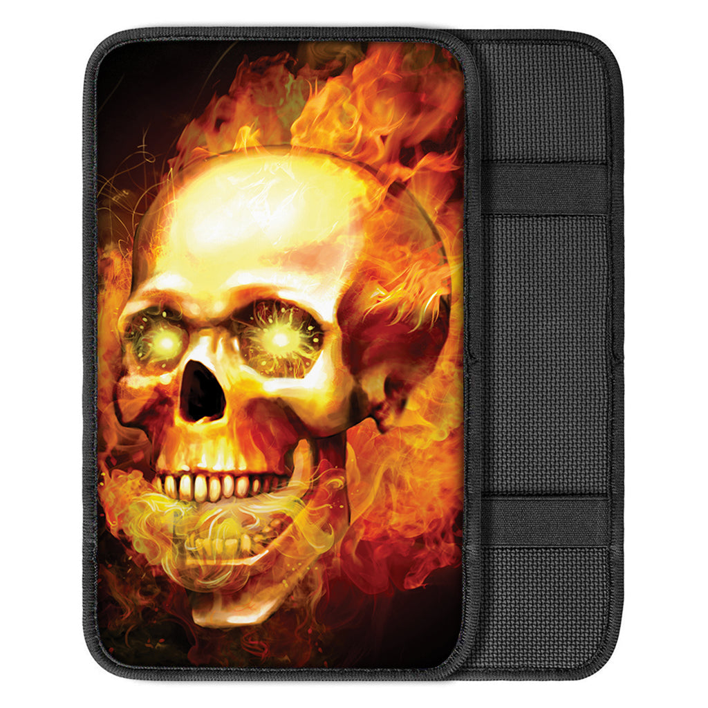 Burning Evil Skull Print Car Center Console Cover