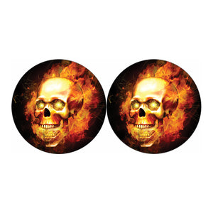 Burning Evil Skull Print Car Coasters