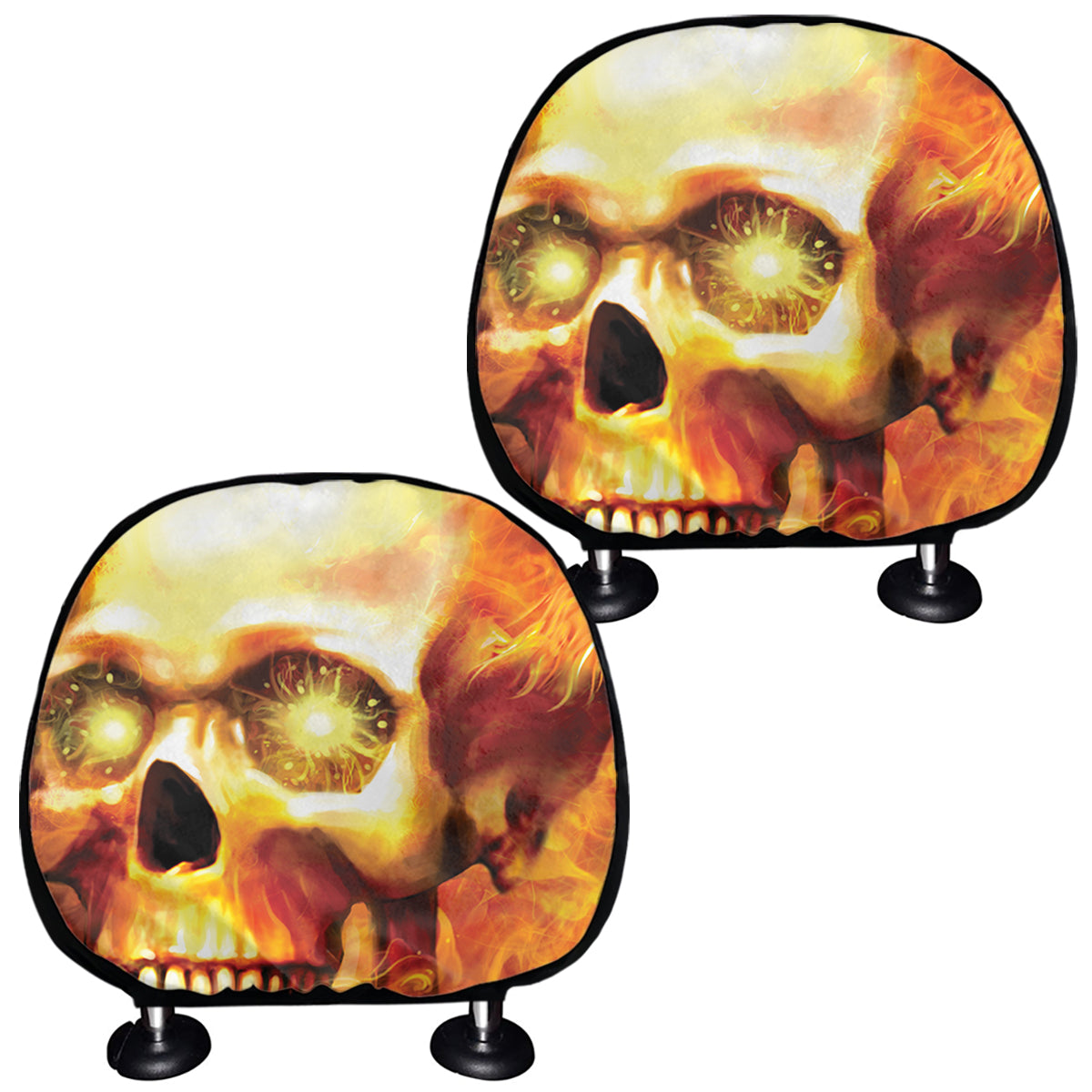 Burning Evil Skull Print Car Headrest Covers