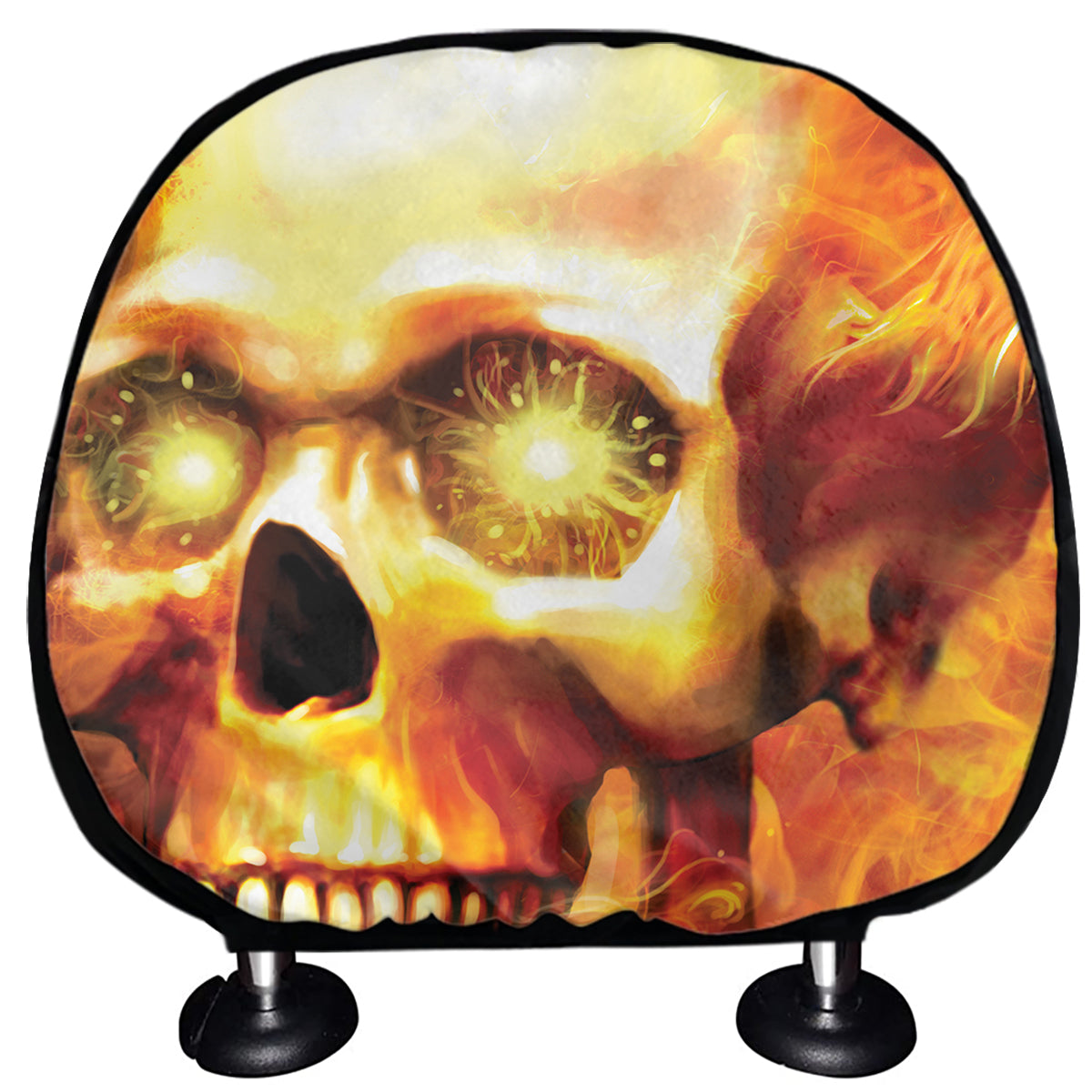 Burning Evil Skull Print Car Headrest Covers