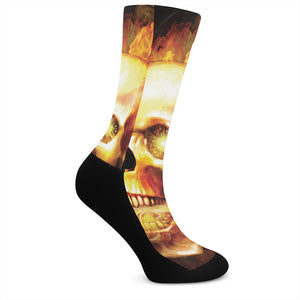 Burning Evil Skull Print Crew Socks