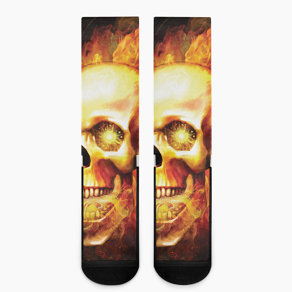 Burning Evil Skull Print Crew Socks