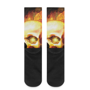 Burning Evil Skull Print Crew Socks