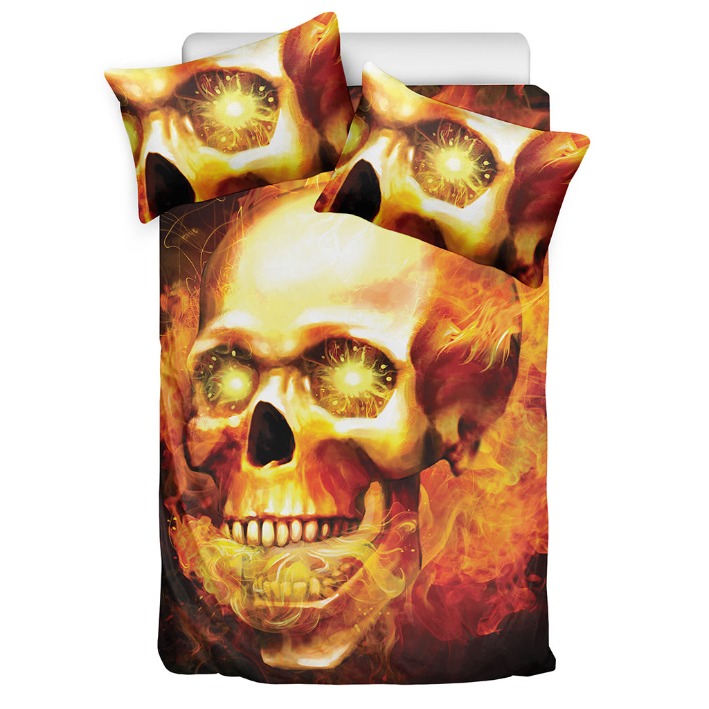 Burning Evil Skull Print Duvet Cover Bedding Set