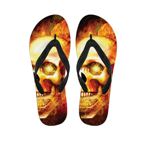 Burning Evil Skull Print Flip Flops