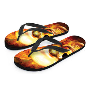 Burning Evil Skull Print Flip Flops