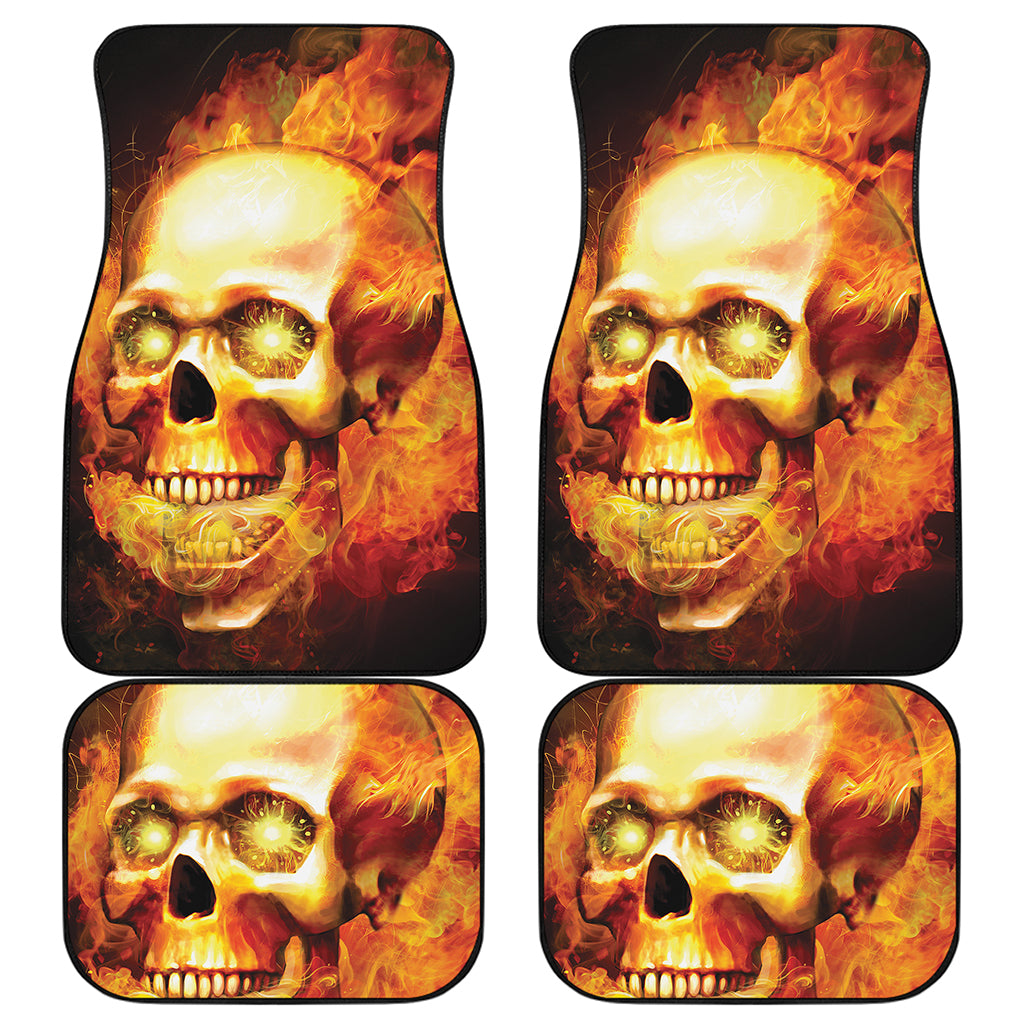 Burning Evil Skull Print Front and Back Car Floor Mats