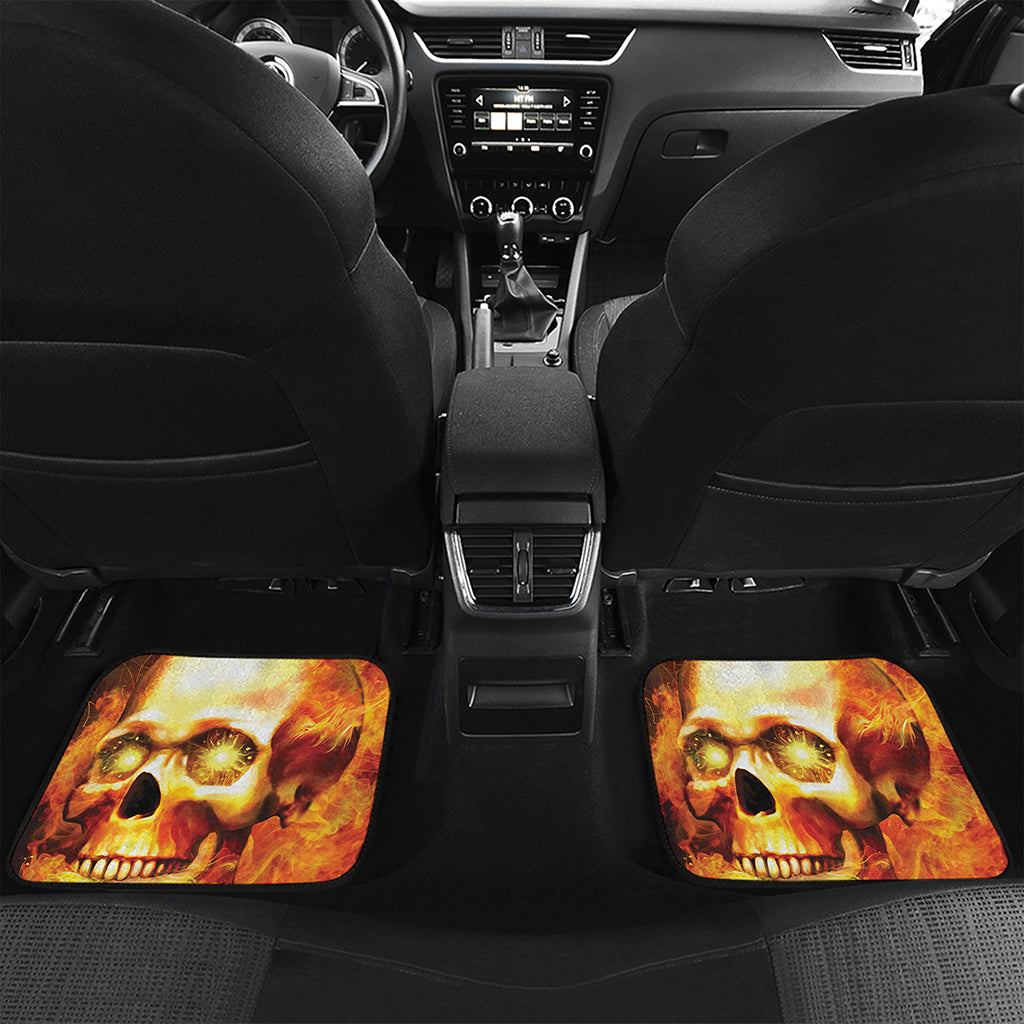 Burning Evil Skull Print Front and Back Car Floor Mats