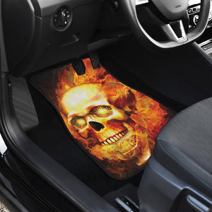 Burning Evil Skull Print Front and Back Car Floor Mats