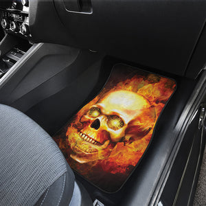 Burning Evil Skull Print Front and Back Car Floor Mats