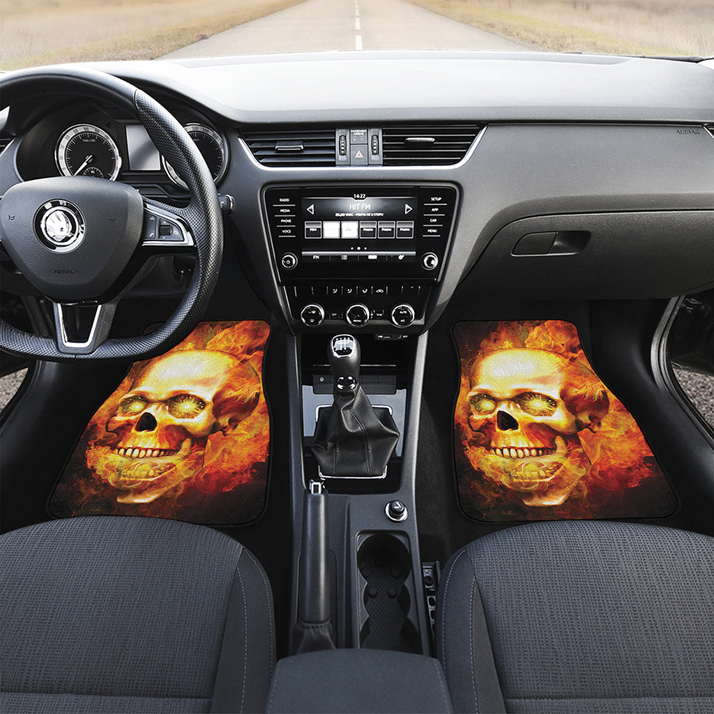 Burning Evil Skull Print Front Car Floor Mats