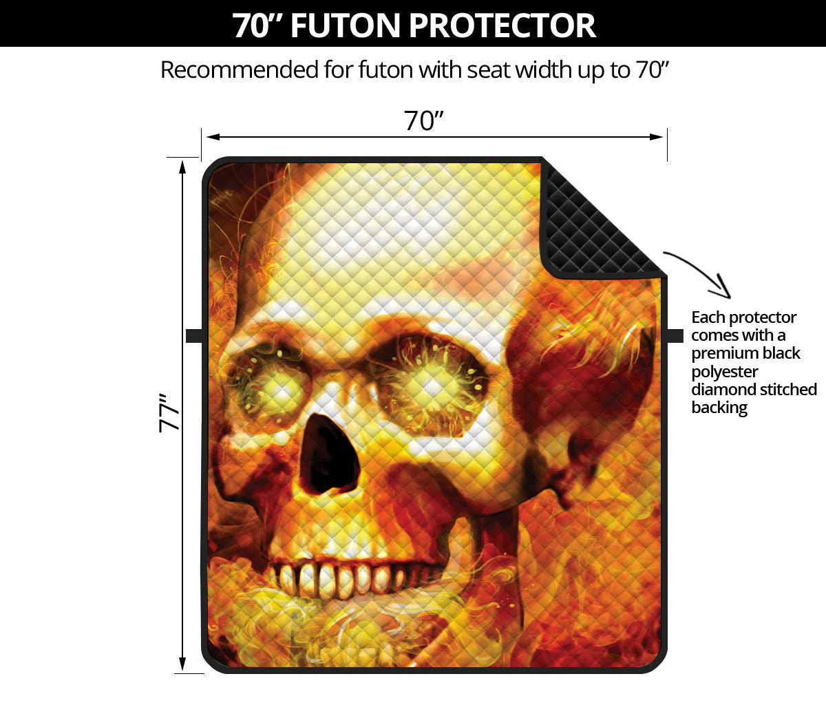 Burning Evil Skull Print Futon Protector