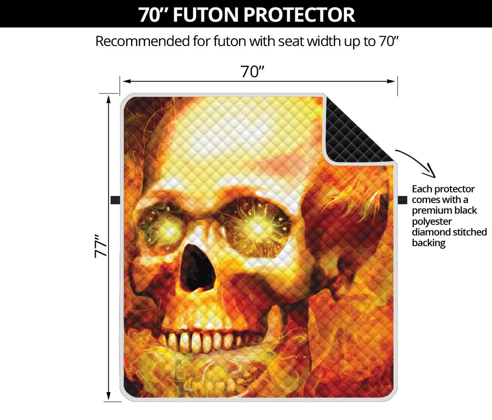 Burning Evil Skull Print Futon Protector