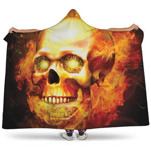 Burning Evil Skull Print Hooded Blanket