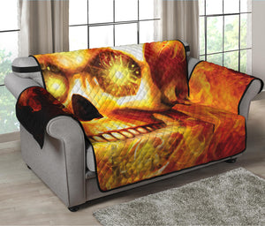 Burning Evil Skull Print Loveseat Protector