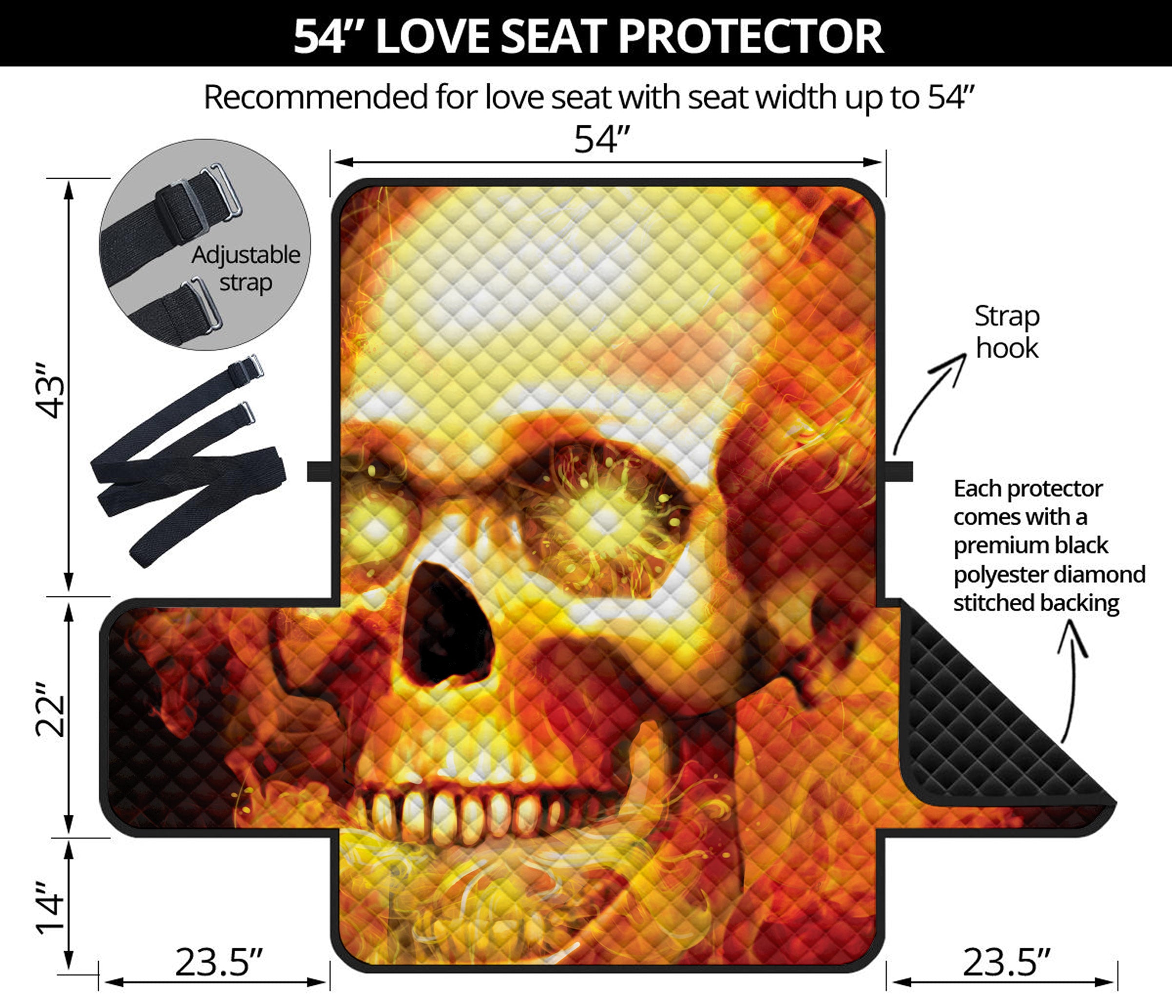 Burning Evil Skull Print Loveseat Protector