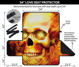 Burning Evil Skull Print Loveseat Protector